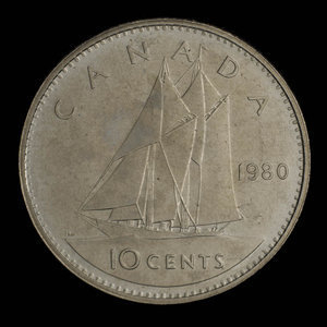 Canada, Élisabeth II, 10 cents : 1980