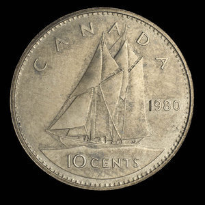 Canada, Élisabeth II, 10 cents : 1980