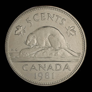 Canada, Élisabeth II, 5 cents : 1981