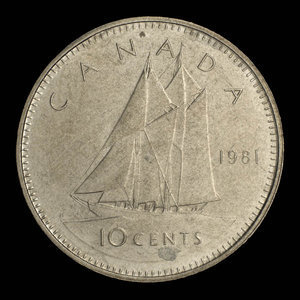 Canada, Élisabeth II, 10 cents : 1981