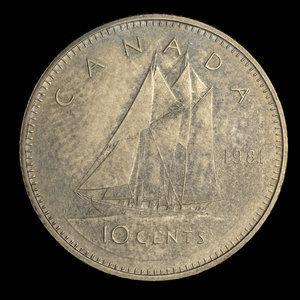 Canada, Élisabeth II, 10 cents : 1981