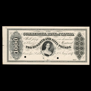 Canada, Commercial Bank of Canada, 1,000 dollars : 2 janvier 1857