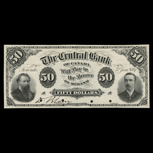 Canada, Central Bank of Canada, 50 dollars : 3 janvier 1887