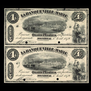 Canada, Banque Ville-Marie, 4 dollars : 1 août 1879
