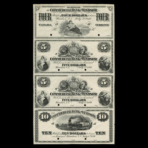 Canada, Commercial Bank of Windsor, 4 dollars : 1 juillet 1871