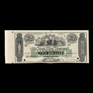 Canada, Bank of New Brunswick, 2 dollars : 1 septembre 1868