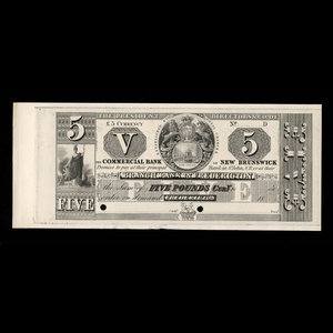 Canada, Commercial Bank of New Brunswick, 5 livres(anglaise) : 1868