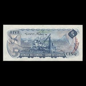 Canada, Banque du Canada, 5 dollars : 1972