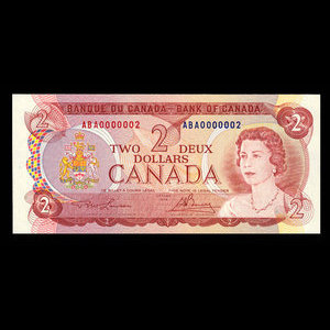 Canada, Banque du Canada, 2 dollars : 1974