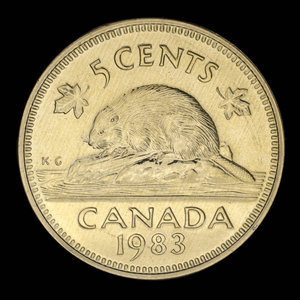Canada, Élisabeth II, 5 cents : 1983