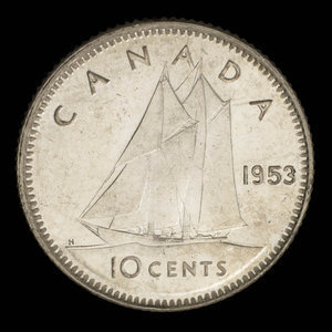 Canada, Élisabeth II, 10 cents : 1953