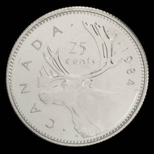 Canada, Élisabeth II, 25 cents : 1984