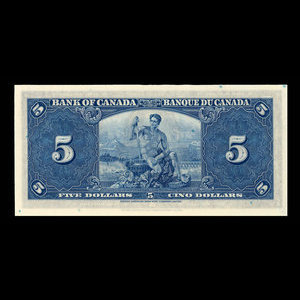 Canada, Banque du Canada, 5 dollars : 2 janvier 1937