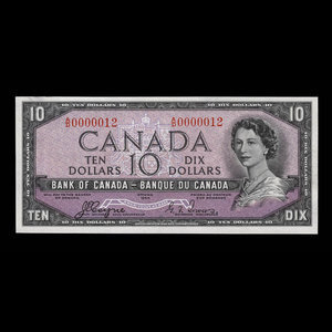 Canada, Banque du Canada, 10 dollars : 1954