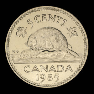 Canada, Élisabeth II, 5 cents : 1985
