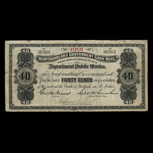 Canada, Terre-Neuve - Département des travaux publics, 40 cents : 1901