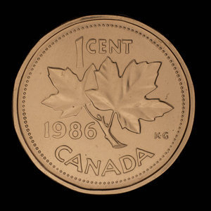 Canada, Élisabeth II, 1 cent : 1986
