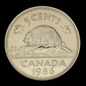 Canada, Élisabeth II, 5 cents : 1986