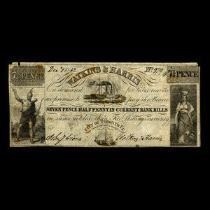 Canada, Watkins & Harris, 7 1/2 pence : 1 décembre 1842