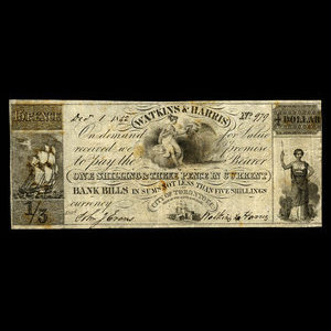 Canada, Watkins & Harris, 15 pence : 1 décembre 1842