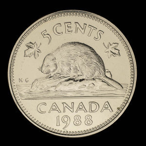 Canada, Élisabeth II, 5 cents : 1988