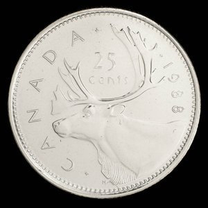 Canada, Élisabeth II, 25 cents : 1988