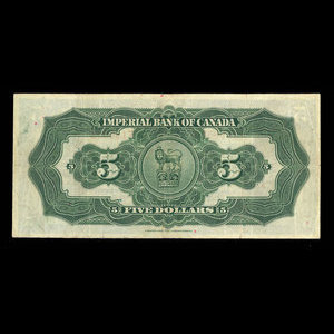 Canada, Imperial Bank of Canada, 5 dollars : 1 novembre 1933