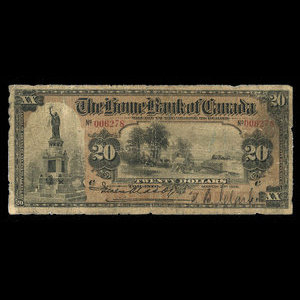 Canada, Home Bank of Canada, 20 dollars : 2 mars 1914
