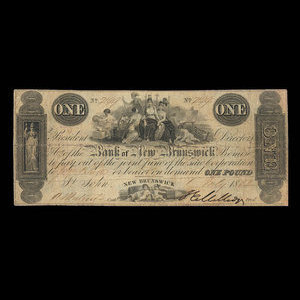 Canada, Bank of New Brunswick, 1 livre(anglaise) : 1 juillet 1852