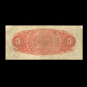 Canada, Bank of Toronto (The), 5 dollars : 1 juillet 1890