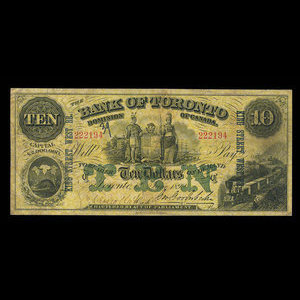Canada, Bank of Toronto (The), 10 dollars : 1 juin 1892