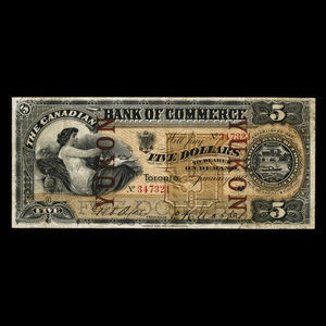 Canada, Canadian Bank of Commerce, 5 dollars : 2 janvier 1892