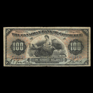 Canada, Canadian Bank of Commerce, 100 dollars : 1 mai 1912