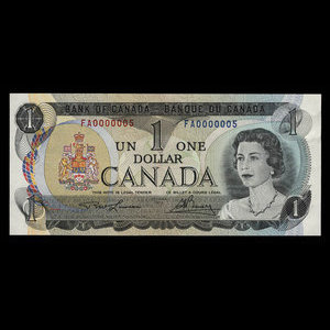 Canada, Banque du Canada, 1 dollar : 1973