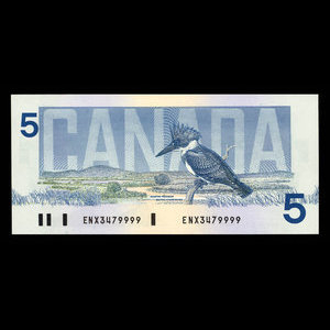 Canada, Banque du Canada, 5 dollars : 1986