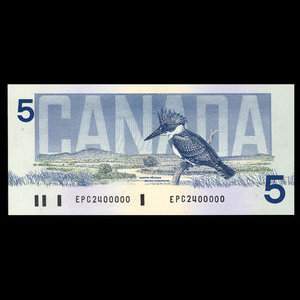 Canada, Banque du Canada, 5 dollars : 1986