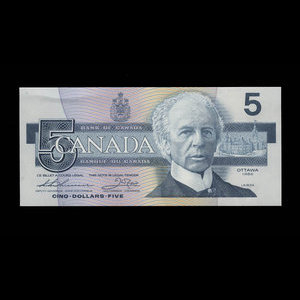 Canada, Banque du Canada, 5 dollars : 1986