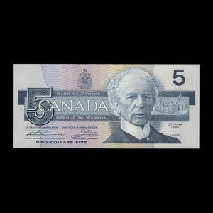 Canada, Banque du Canada, 5 dollars : 1986