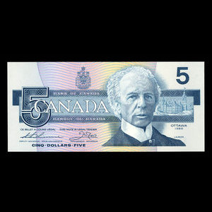 Canada, Banque du Canada, 5 dollars : 1986