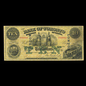 Canada, Bank of Toronto (The), 10 dollars : 1 juin 1892