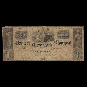 Canada, Banque de Ottawa, 1 dollar : 18 mai 1837