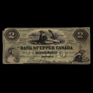 Canada, Bank of Upper Canada (York), 2 dollars : 2 juillet 1859