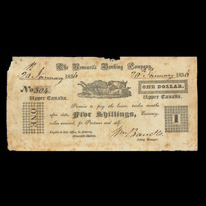 Canada, Newcastle Banking Company, 1 dollar : 20 janvier 1836
