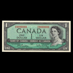 Canada, Banque du Canada, 1 dollar : 1954