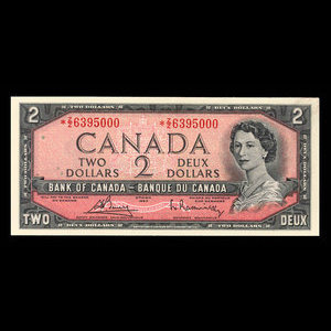 Canada, Banque du Canada, 2 dollars : 1954