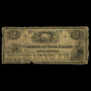 Canada, Commercial Bank of Canada, 2 dollars : 2 janvier 1857