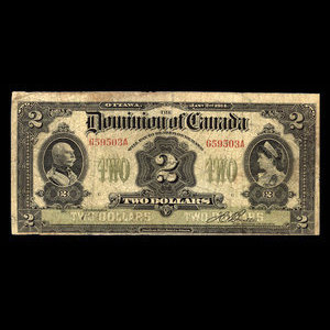 Canada, Dominion du Canada, 2 dollars : 2 janvier 1914