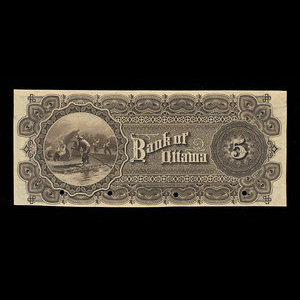 Canada, Bank of Ottawa (The), 5 dollars : 2 novembre 1880