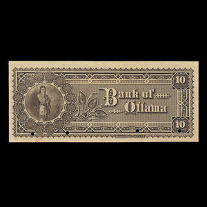 Canada, Bank of Ottawa (The), 10 dollars : 2 novembre 1880