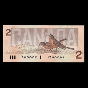 Canada, Banque du Canada, 2 dollars : 1986